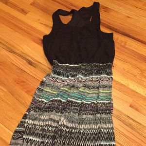 Black lace racerback patterned maxi dress small
